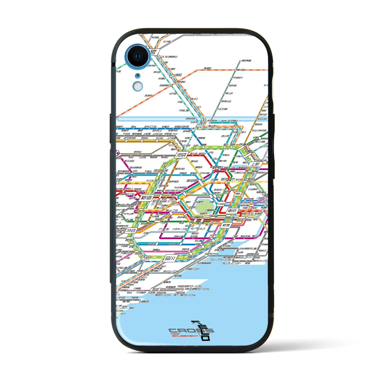 【東京路線図】地図柄iPhoneケース（背面ガラスタイプ・ホワイト）iPhone XR 用