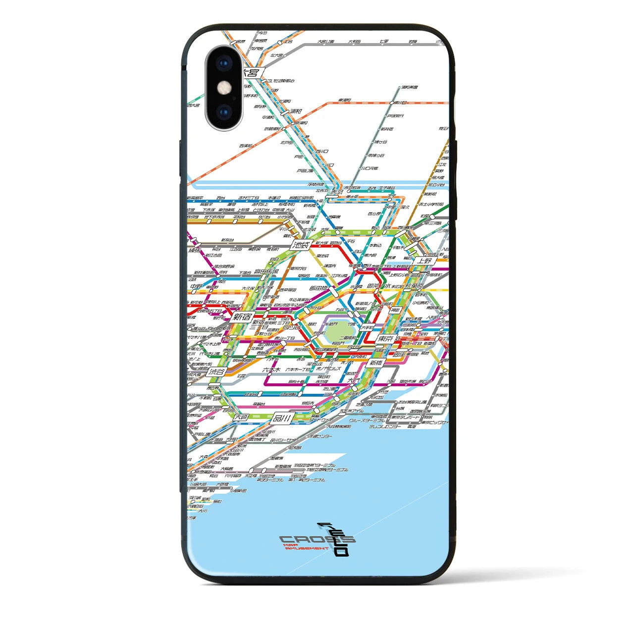 【東京路線図】地図柄iPhoneケース（背面ガラスタイプ・ホワイト）iPhone XS Max 用