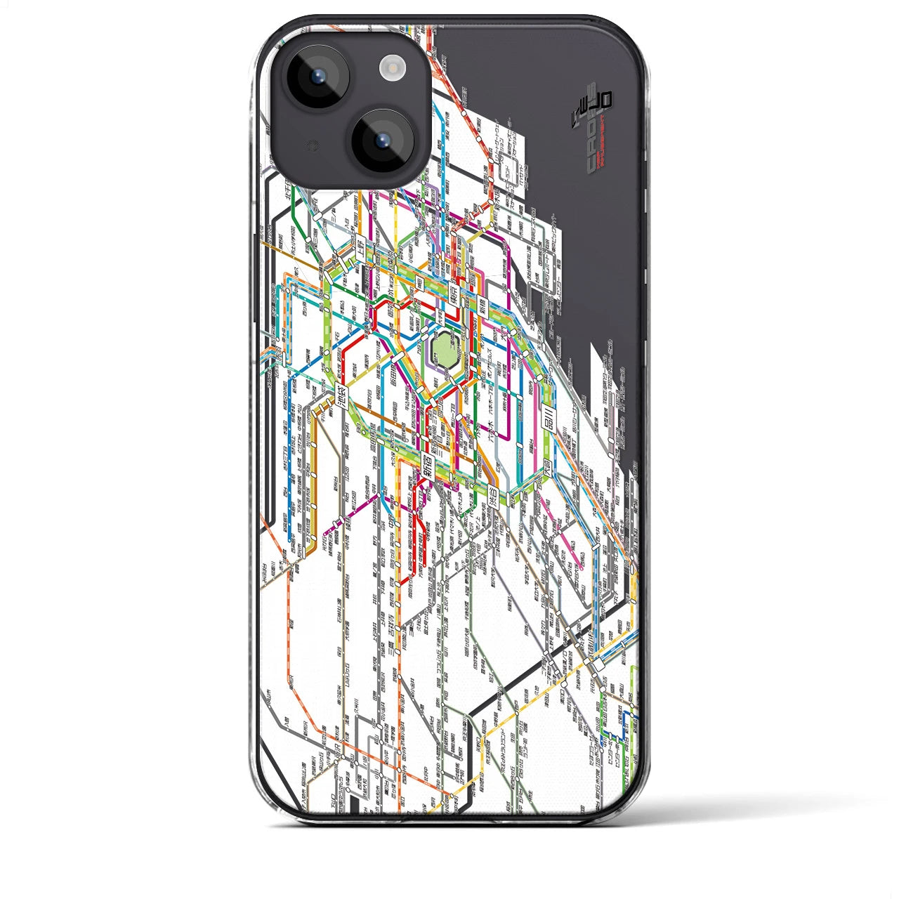 【東京西部路線図】地図柄iPhoneケース（クリアタイプ・ホワイト）iPhone 14 Plus 用
