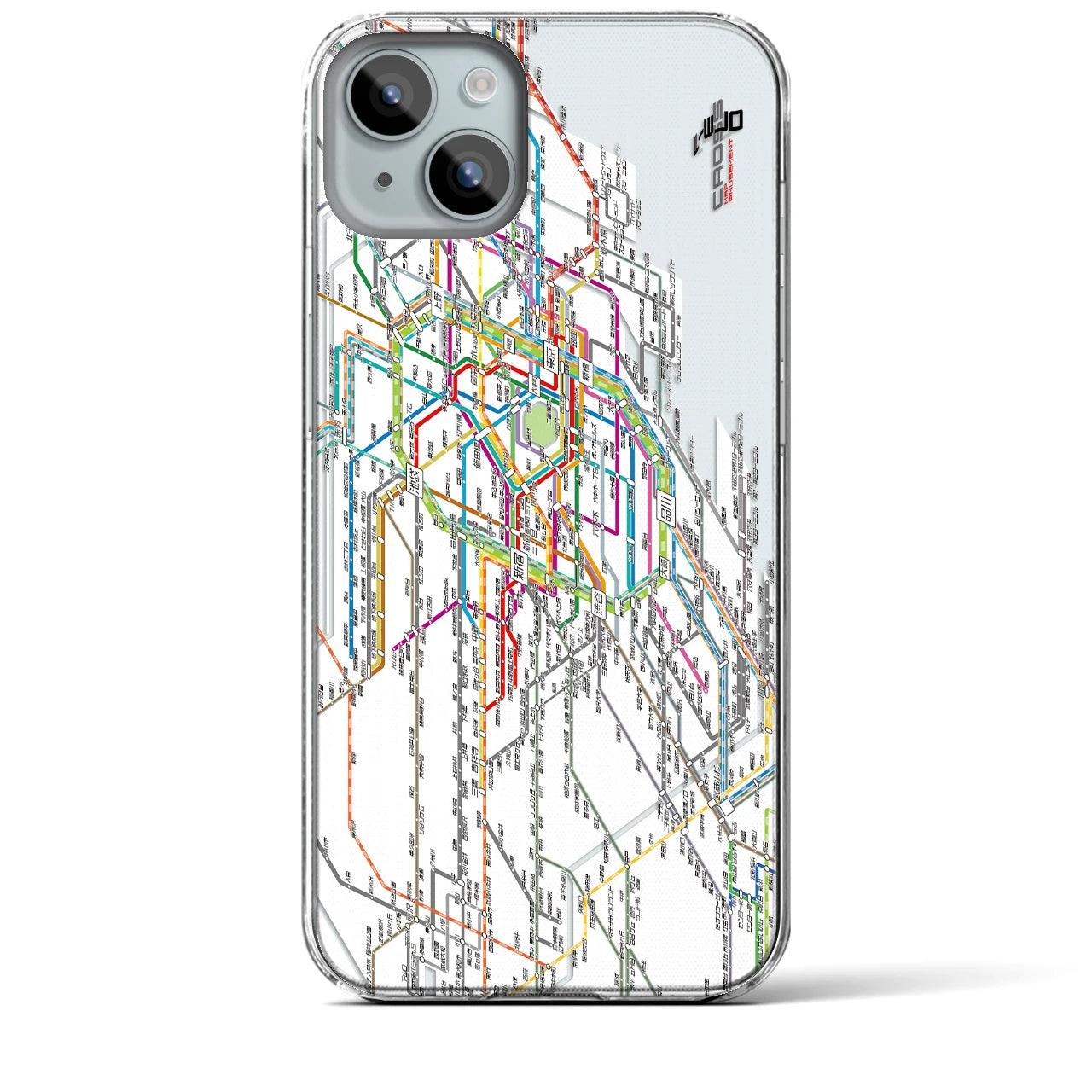 【東京西部路線図】地図柄iPhoneケース（クリアタイプ・ホワイト）iPhone 15 Plus 用