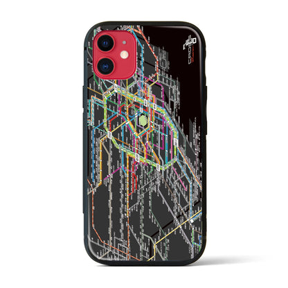 【東京西部路線図】地図柄iPhoneケース（背面ガラスタイプ・ブラック）iPhone 11 用