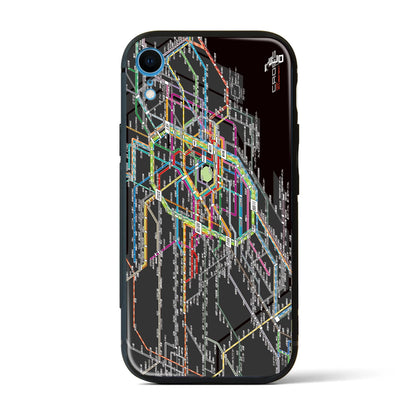 【東京西部路線図】地図柄iPhoneケース（背面ガラスタイプ・ブラック）iPhone XR 用