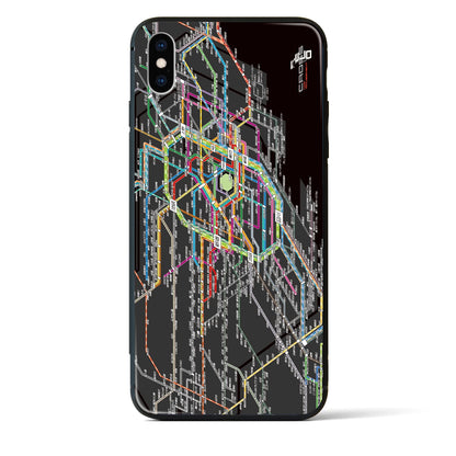 【東京西部路線図】地図柄iPhoneケース（背面ガラスタイプ・ブラック）iPhone XS Max 用