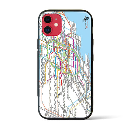 【東京西部路線図】地図柄iPhoneケース（背面ガラスタイプ・ホワイト）iPhone 11 用