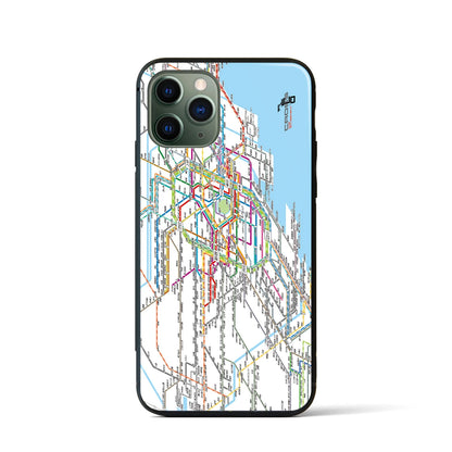 【東京西部路線図】地図柄iPhoneケース（背面ガラスタイプ・ホワイト）iPhone 11 Pro 用