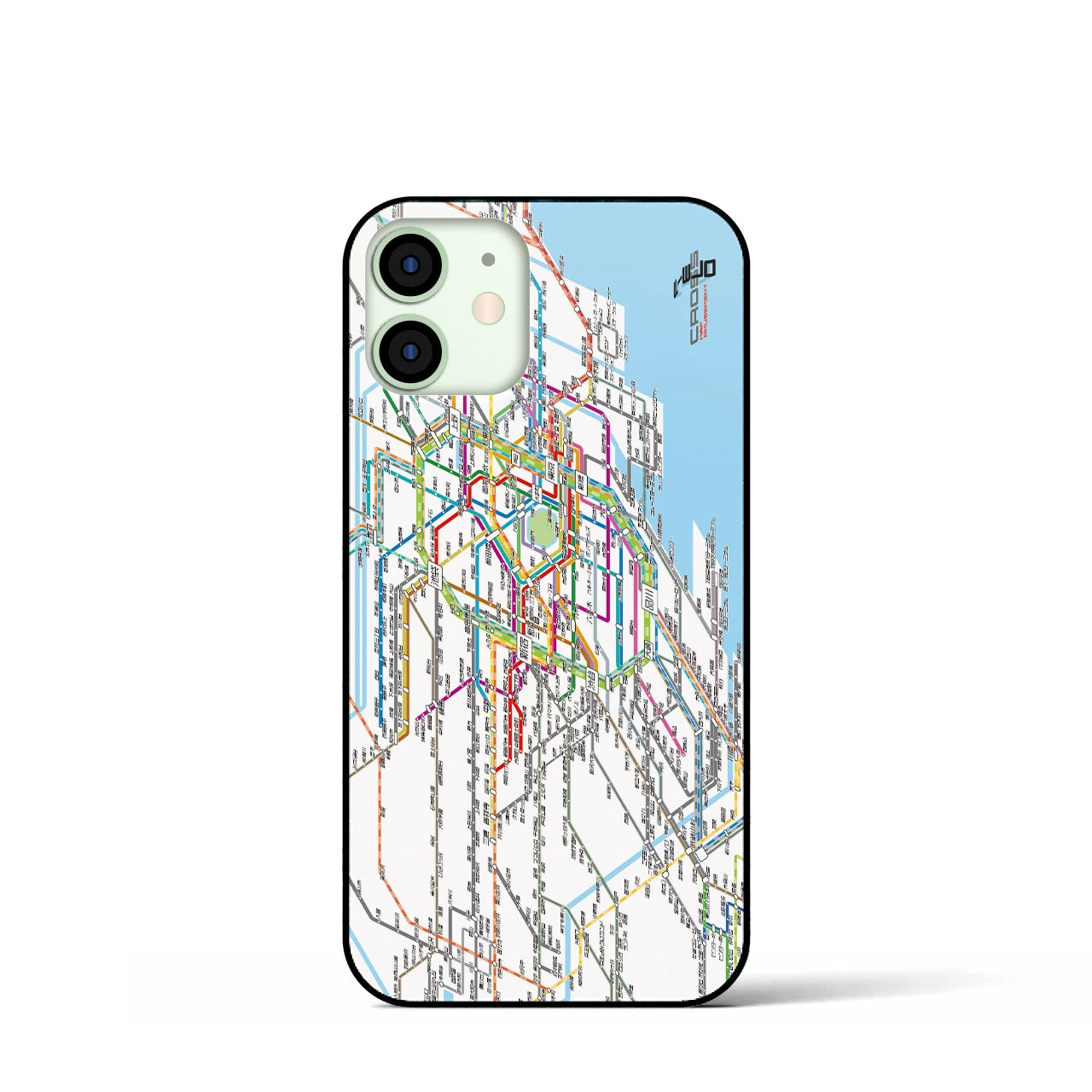【東京西部路線図】地図柄iPhoneケース（背面ガラスタイプ・ホワイト）iPhone 12 mini 用
