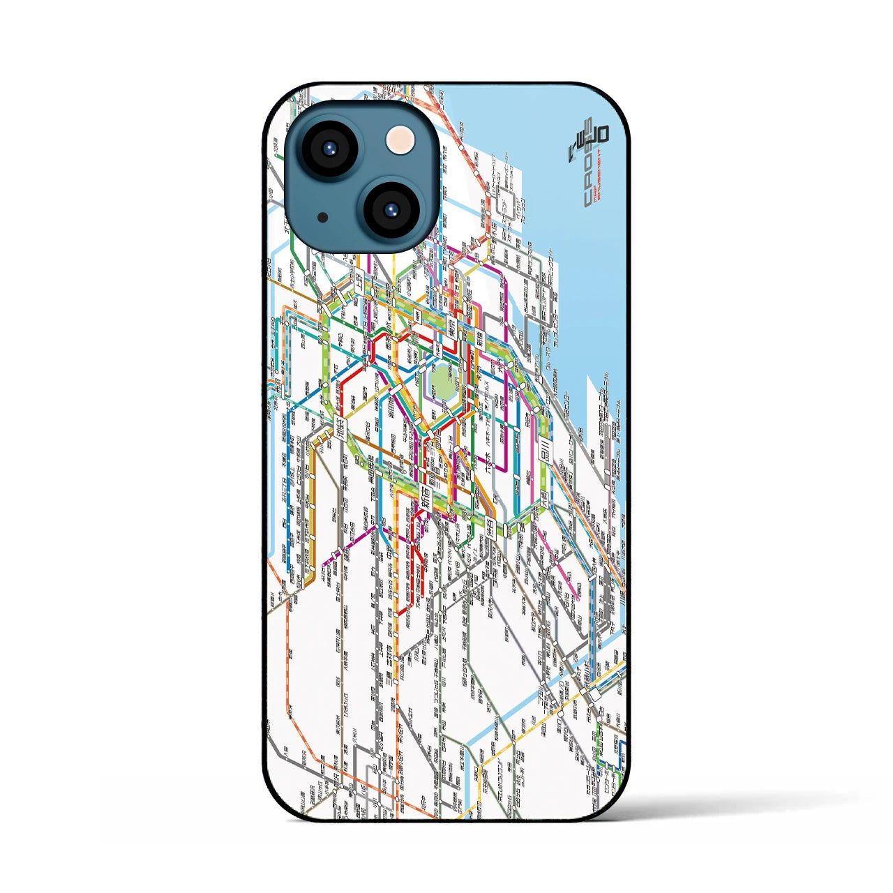 【東京西部路線図】地図柄iPhoneケース（背面ガラスタイプ・ホワイト）iPhone 13 用