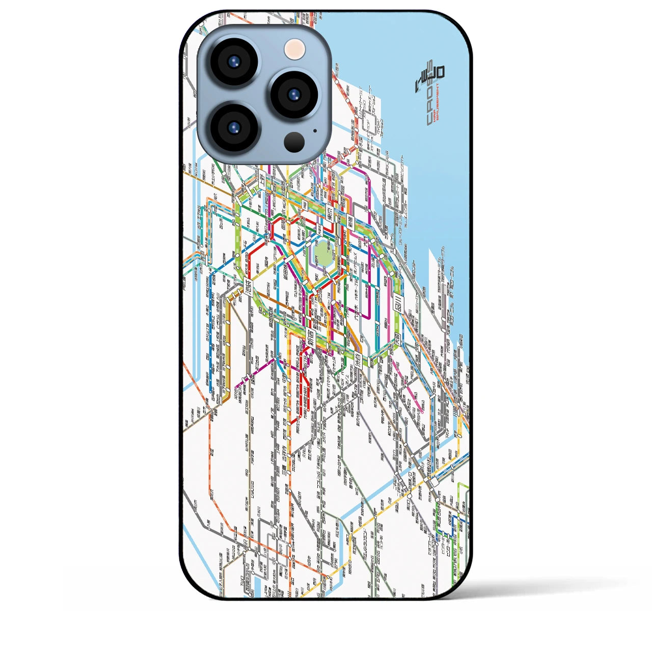 【東京西部路線図】地図柄iPhoneケース（背面ガラスタイプ・ホワイト）iPhone 13 Pro Max 用