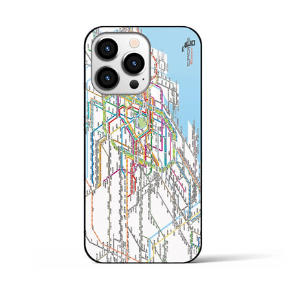 【東京西部路線図】地図柄iPhoneケース（背面ガラスタイプ・ホワイト）iPhone 13 Pro 用