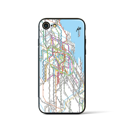 【東京西部路線図】地図柄iPhoneケース（背面ガラスタイプ・ホワイト）iPhone SE（第3 / 第2世代） / 8 / 7 用