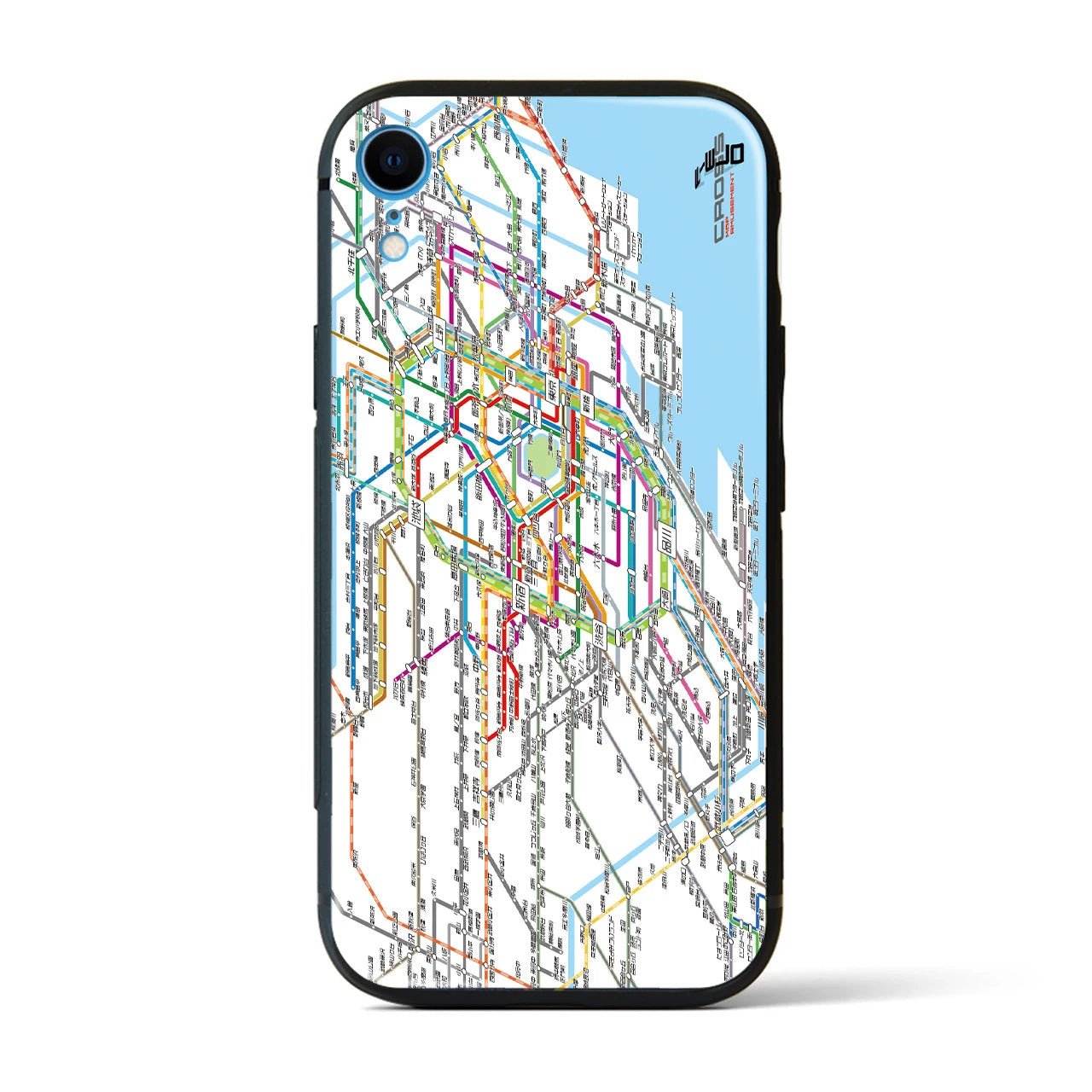 【東京西部路線図】地図柄iPhoneケース（背面ガラスタイプ・ホワイト）iPhone XR 用
