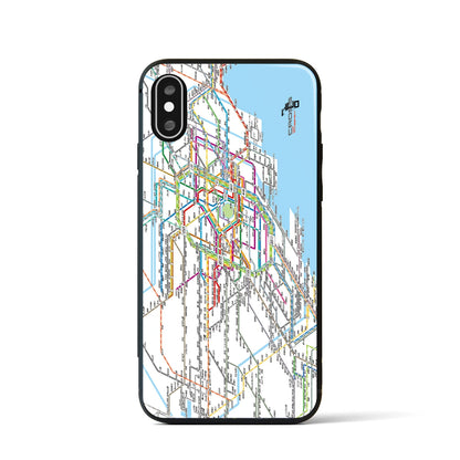【東京西部路線図】地図柄iPhoneケース（背面ガラスタイプ・ホワイト）iPhone XS / X 用