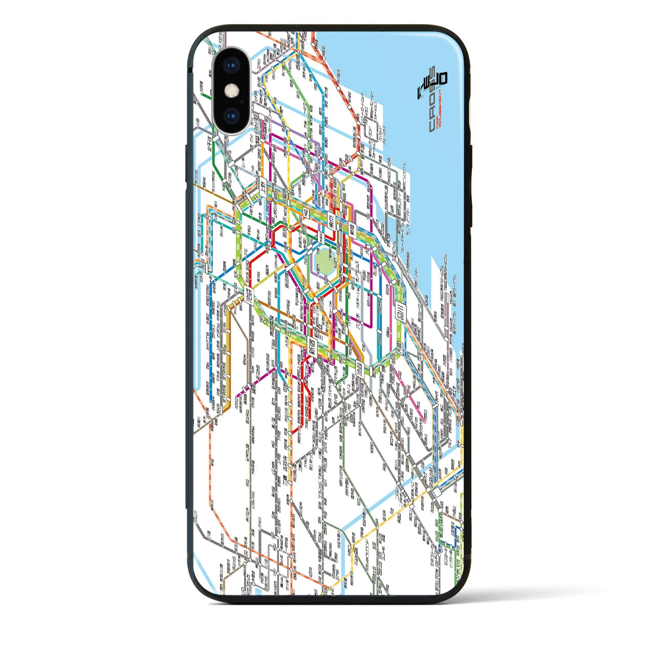 【東京西部路線図】地図柄iPhoneケース（背面ガラスタイプ・ホワイト）iPhone XS Max 用