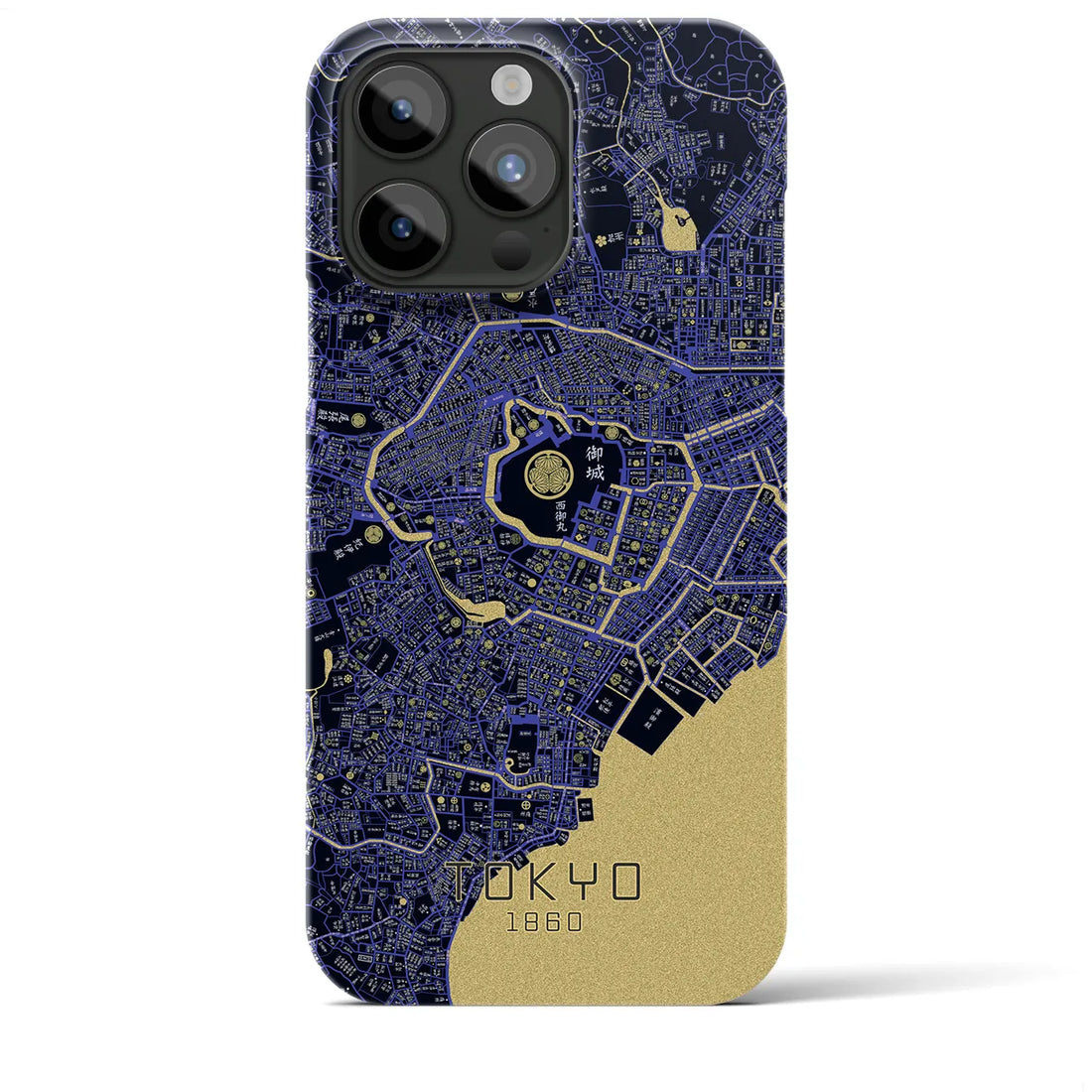 【東京1860】地図柄iPhoneケース（バックカバータイプ・ブラック）iPhone 15 Pro Max 用