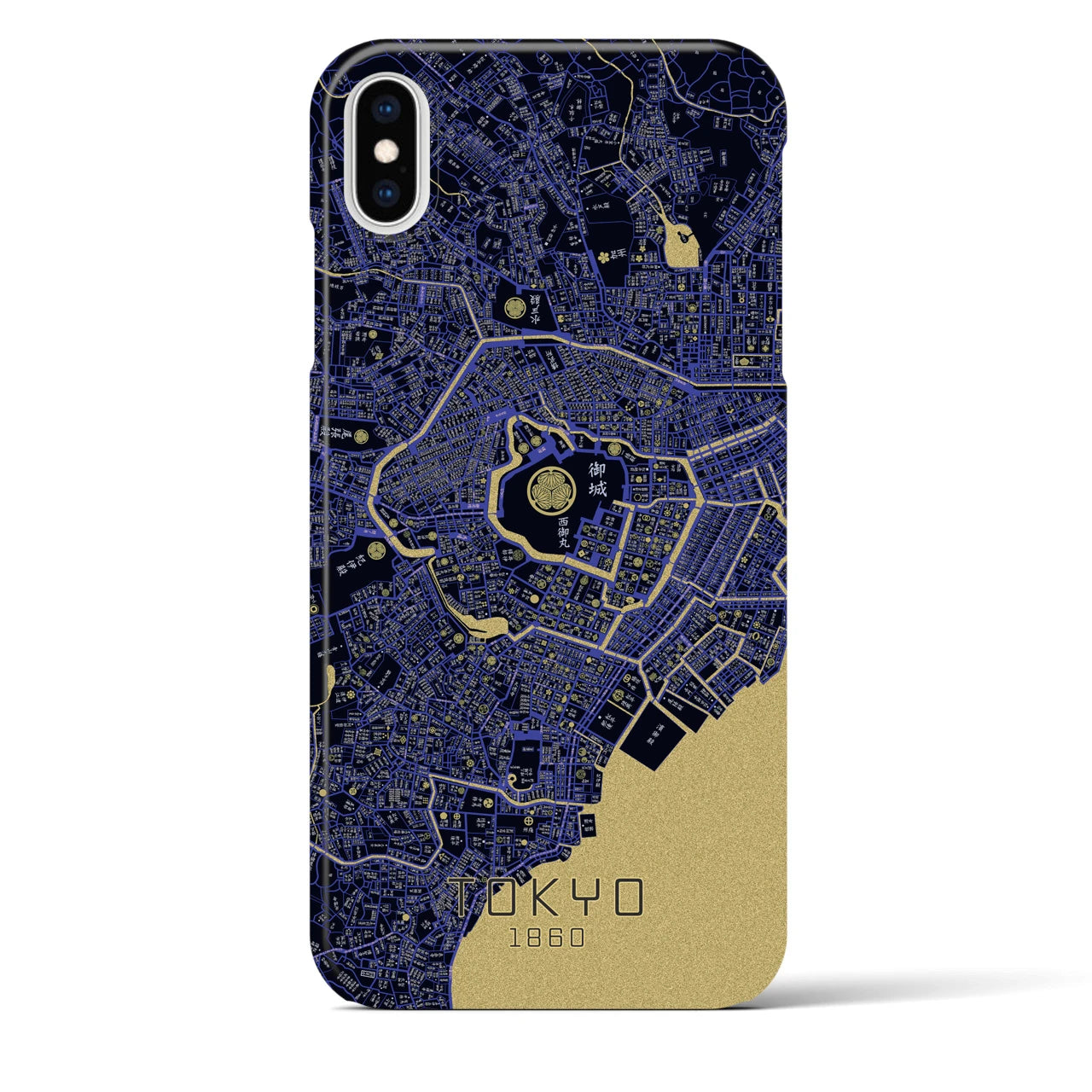 【東京1860】地図柄iPhoneケース（バックカバータイプ・ブラック）iPhone XS Max 用