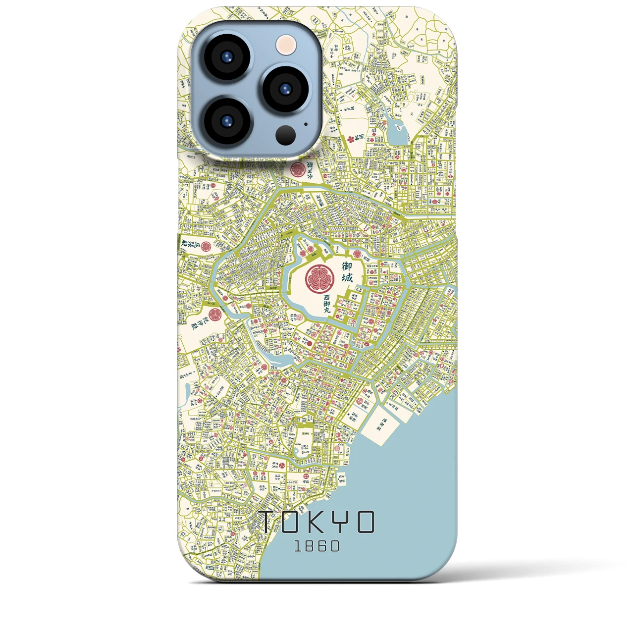 【東京1860】地図柄iPhoneケース（バックカバータイプ・ナチュラル）iPhone 13 Pro Max 用