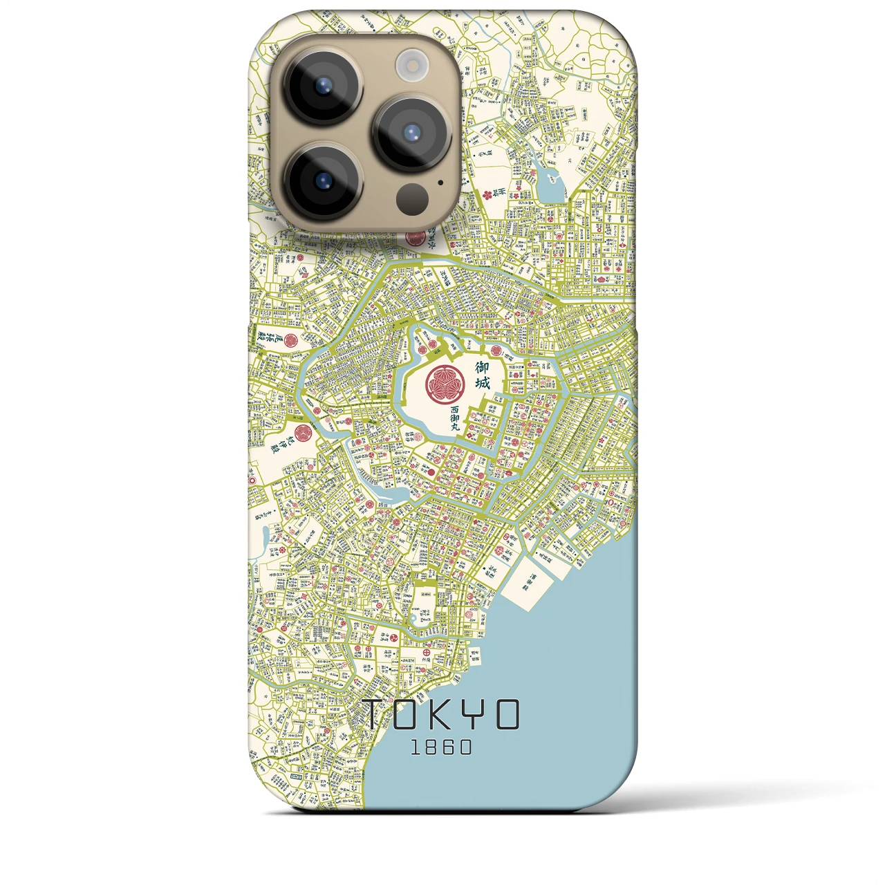 【東京1860】地図柄iPhoneケース（バックカバータイプ・ナチュラル）iPhone 14 Pro Max 用
