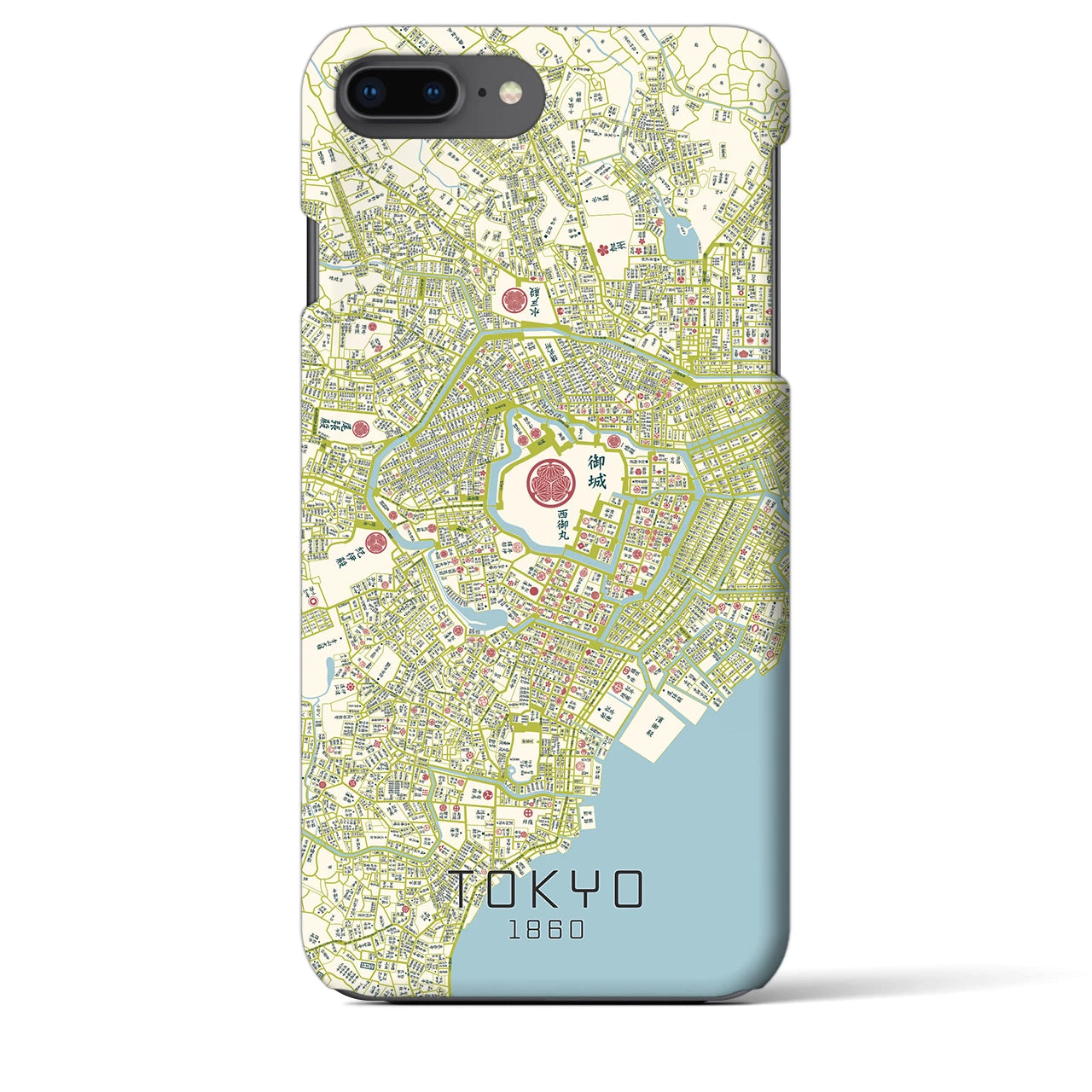 【東京1860】地図柄iPhoneケース（バックカバータイプ・ナチュラル）iPhone 8Plus /7Plus / 6sPlus / 6Plus 用