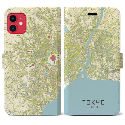 【東京1860】地図柄iPhoneケース（手帳両面タイプ・ナチュラル）iPhone 11 用