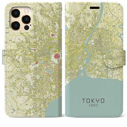 【東京1860】地図柄iPhoneケース（手帳両面タイプ・ナチュラル）iPhone 12 Pro Max 用