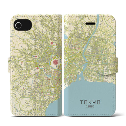 【東京1860】地図柄iPhoneケース（手帳両面タイプ・ナチュラル）iPhone SE（第3 / 第2世代） / 8 / 7 / 6s / 6 用