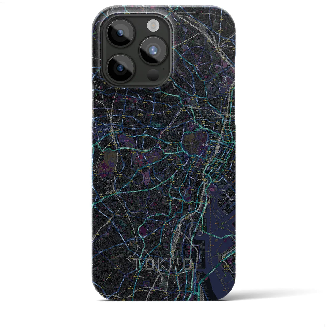 【東京2】地図柄iPhoneケース（バックカバータイプ・ブラック）iPhone 15 Pro Max 用