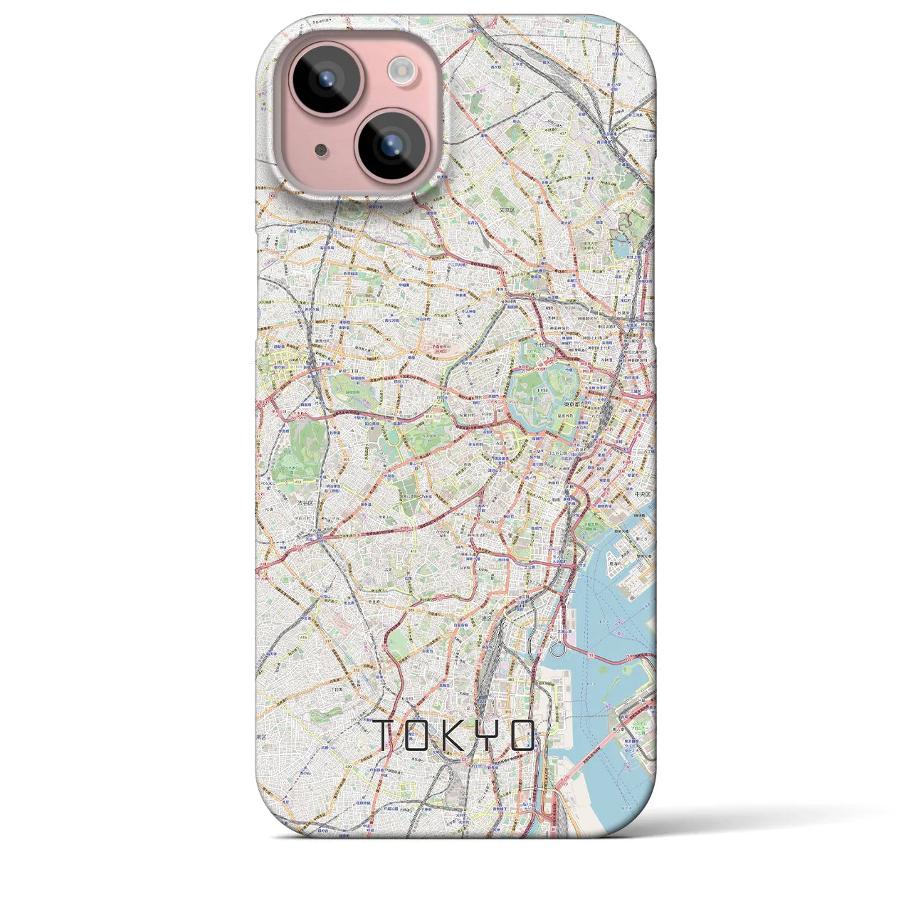 【東京2】地図柄iPhoneケース（バックカバータイプ・ナチュラル）iPhone 15 Plus 用