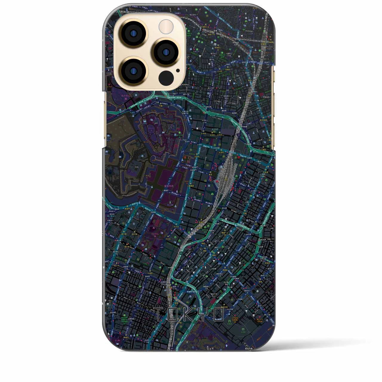 【東京】地図柄iPhoneケース（バックカバータイプ・ブラック）iPhone 12 Pro Max 用