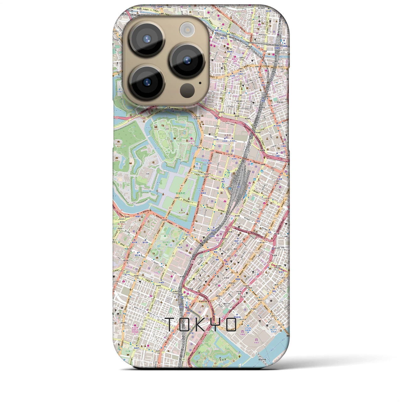 【東京】地図柄iPhoneケース（バックカバータイプ・ナチュラル）iPhone 14 Pro Max 用