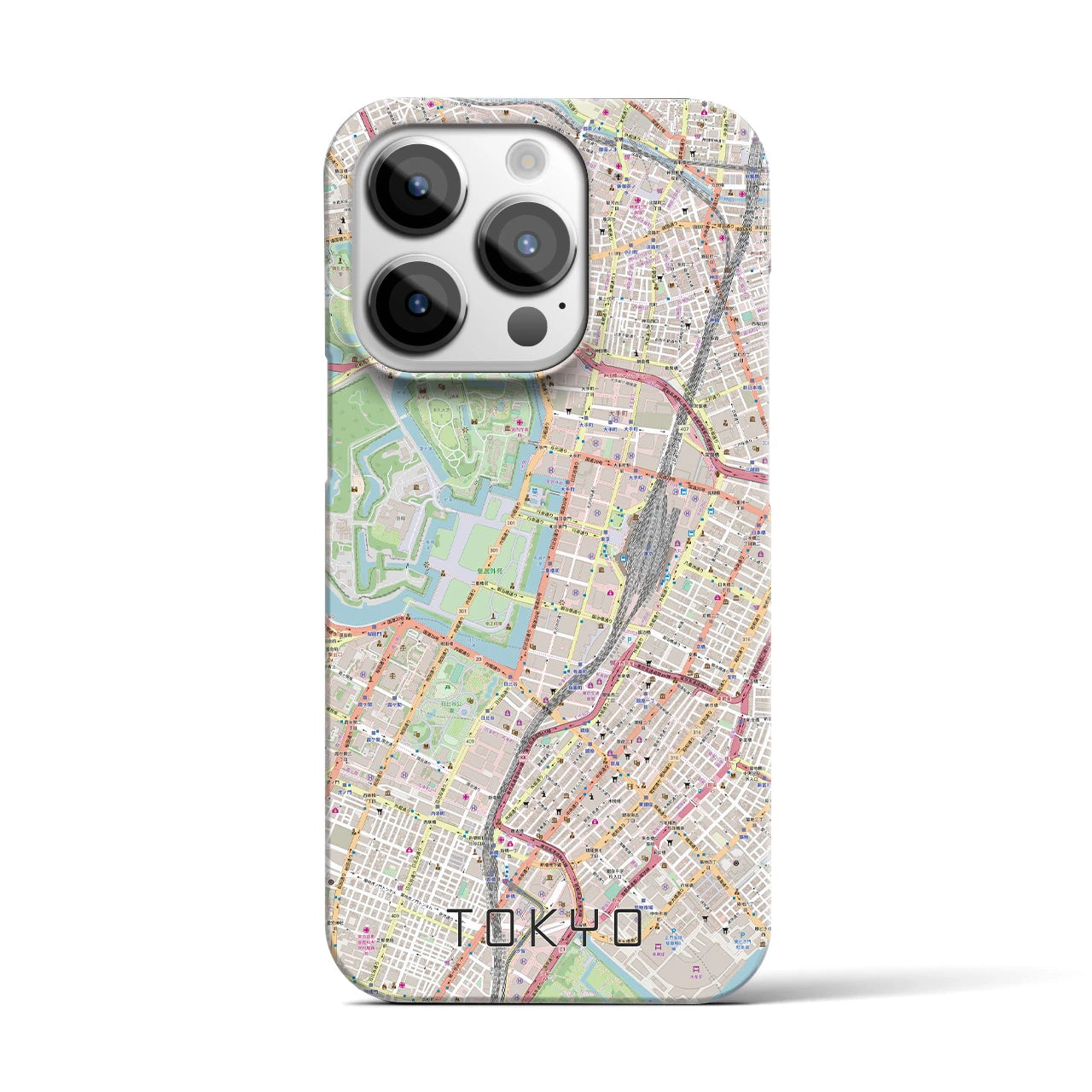 【東京】地図柄iPhoneケース（バックカバータイプ・ナチュラル）iPhone 14 Pro 用
