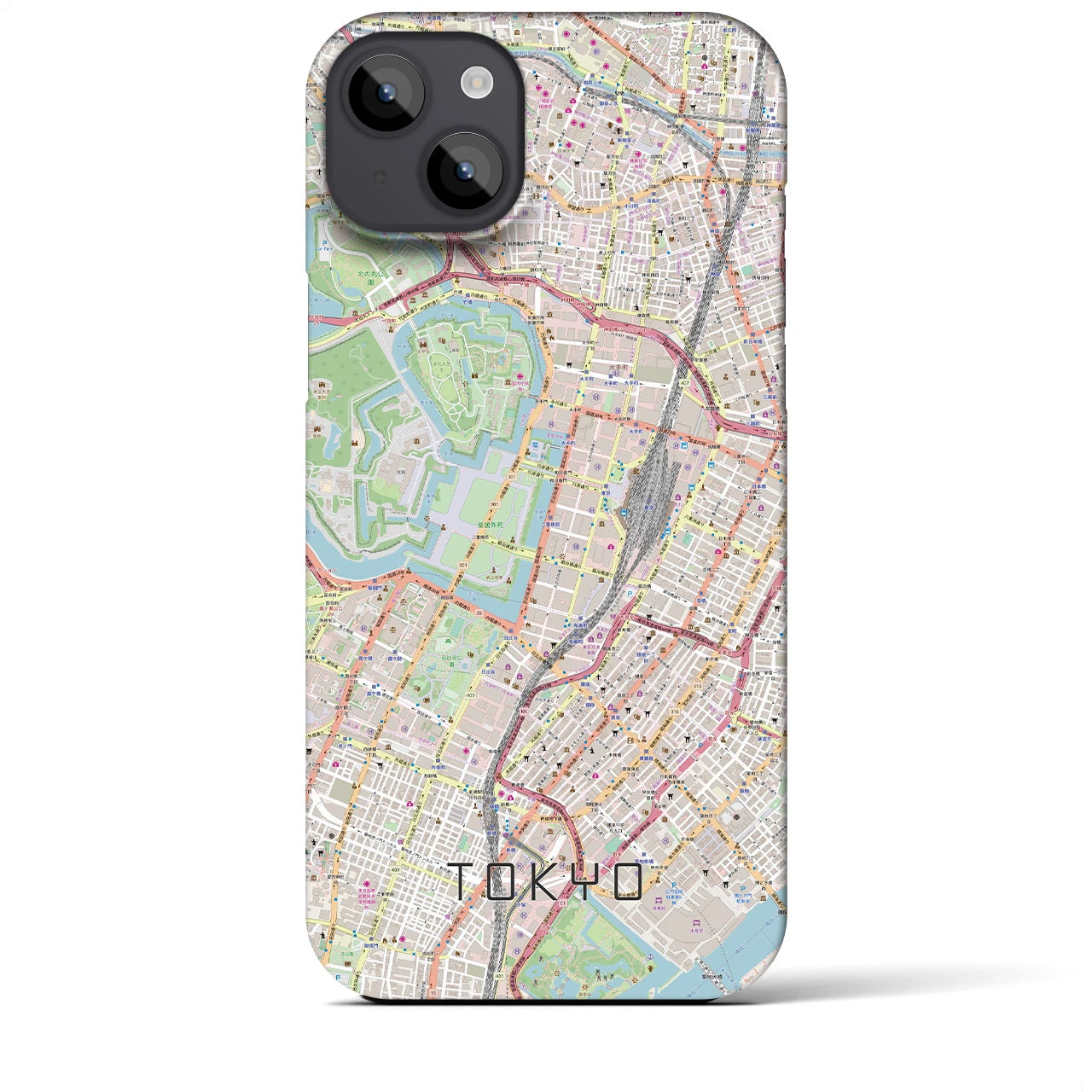 【東京】地図柄iPhoneケース（バックカバータイプ・ナチュラル）iPhone 14 Plus 用