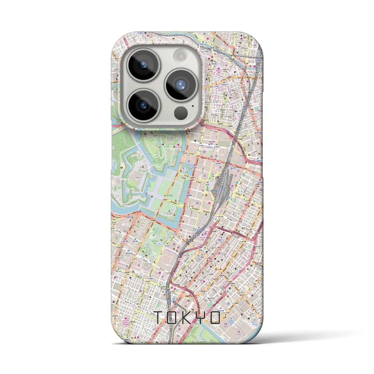 【東京】地図柄iPhoneケース（バックカバータイプ・ナチュラル）iPhone 15 Pro 用