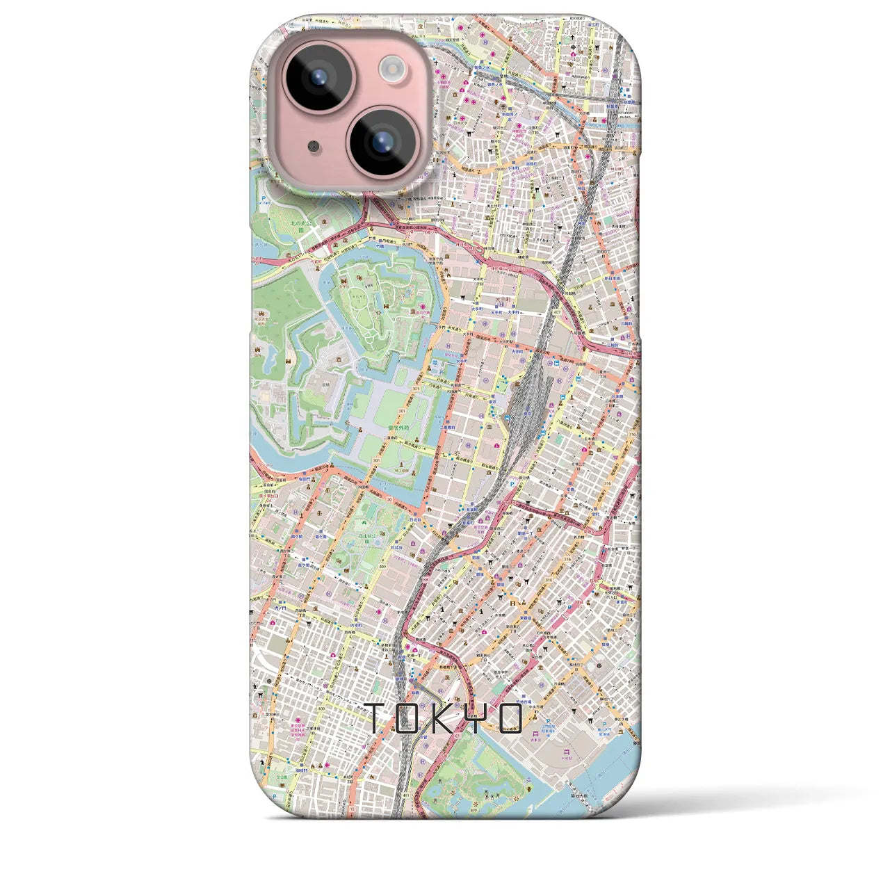 【東京】地図柄iPhoneケース（バックカバータイプ・ナチュラル）iPhone 15 Plus 用