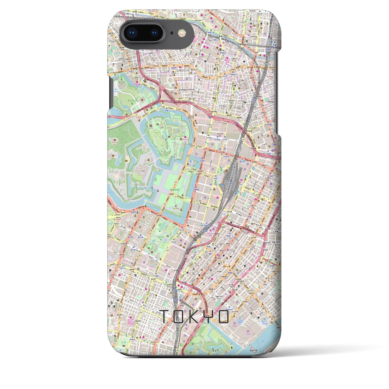 【東京】地図柄iPhoneケース（バックカバータイプ・ナチュラル）iPhone 8Plus /7Plus / 6sPlus / 6Plus 用