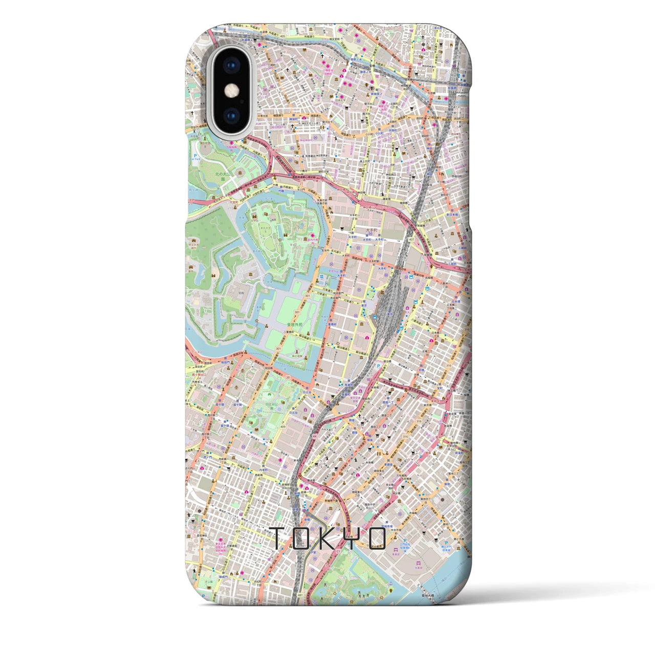【東京】地図柄iPhoneケース（バックカバータイプ・ナチュラル）iPhone XS Max 用