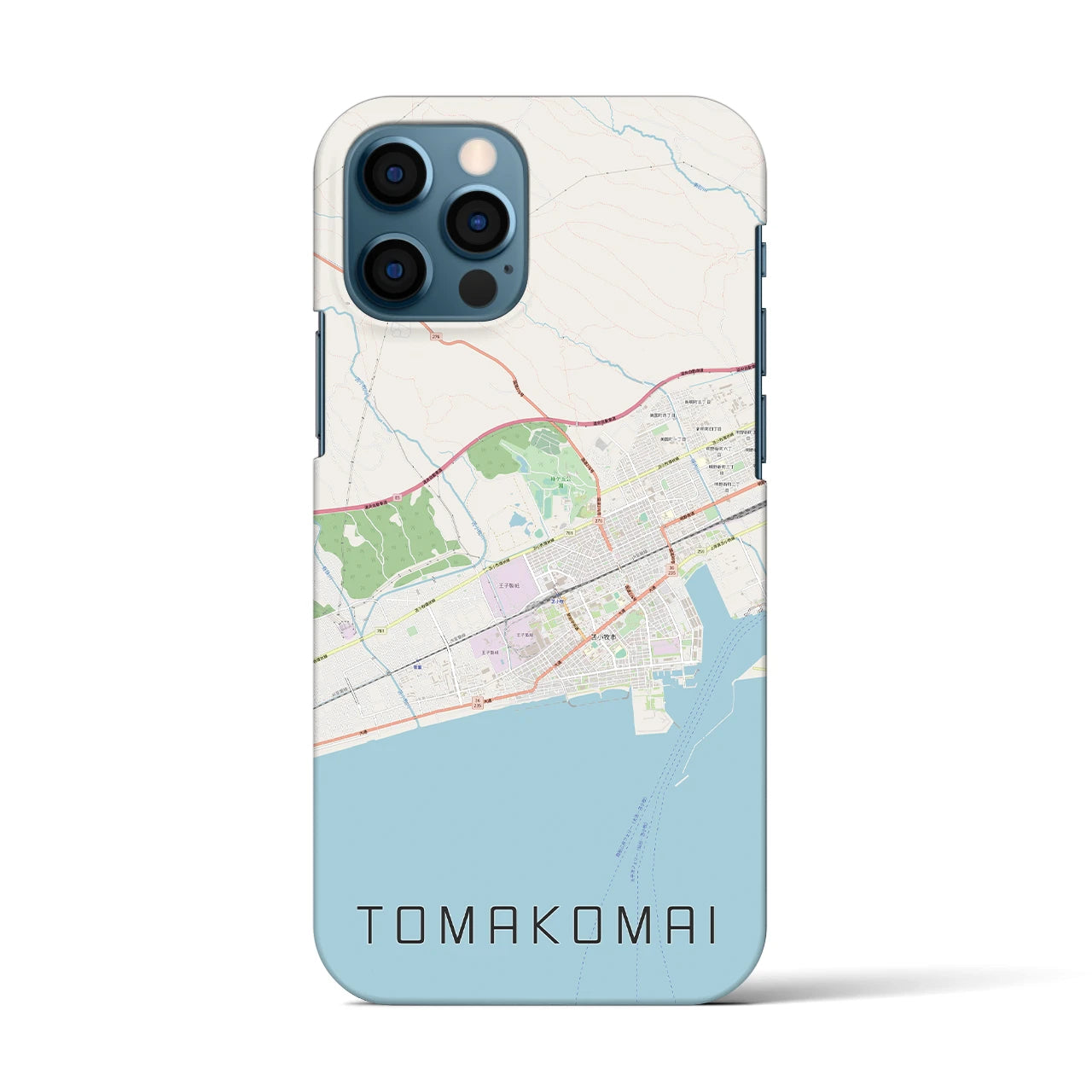 【苫小牧】地図柄iPhoneケース（バックカバータイプ・ナチュラル）iPhone 12 / 12 Pro 用