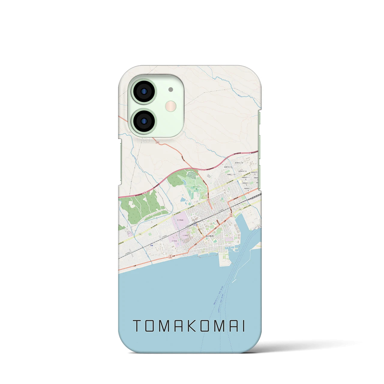 【苫小牧】地図柄iPhoneケース（バックカバータイプ・ナチュラル）iPhone 12 mini 用