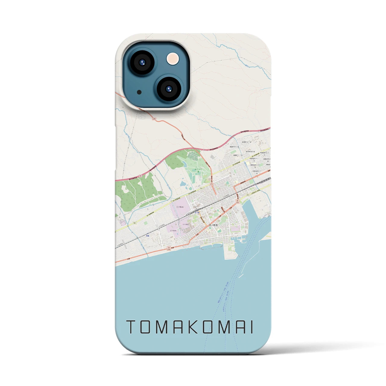 【苫小牧】地図柄iPhoneケース（バックカバータイプ・ナチュラル）iPhone 13 用