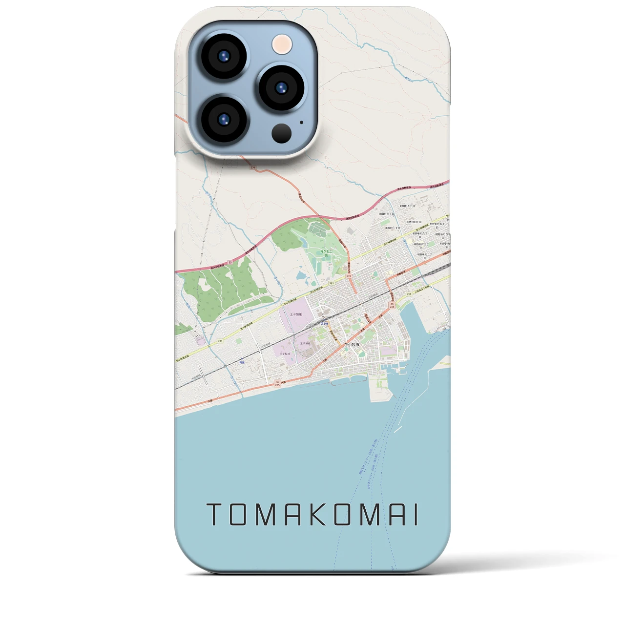 【苫小牧】地図柄iPhoneケース（バックカバータイプ・ナチュラル）iPhone 13 Pro Max 用
