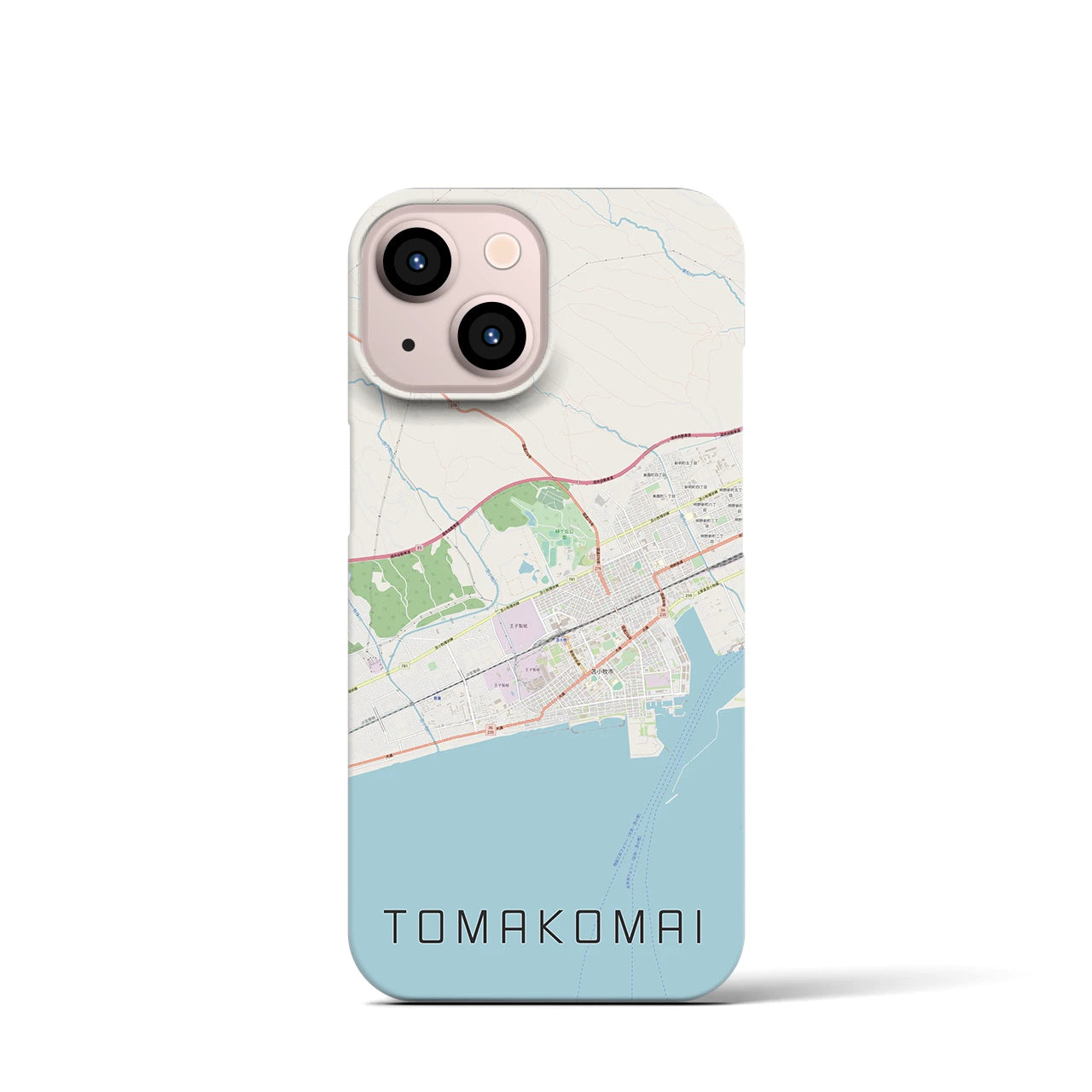 【苫小牧】地図柄iPhoneケース（バックカバータイプ・ナチュラル）iPhone 13 mini 用
