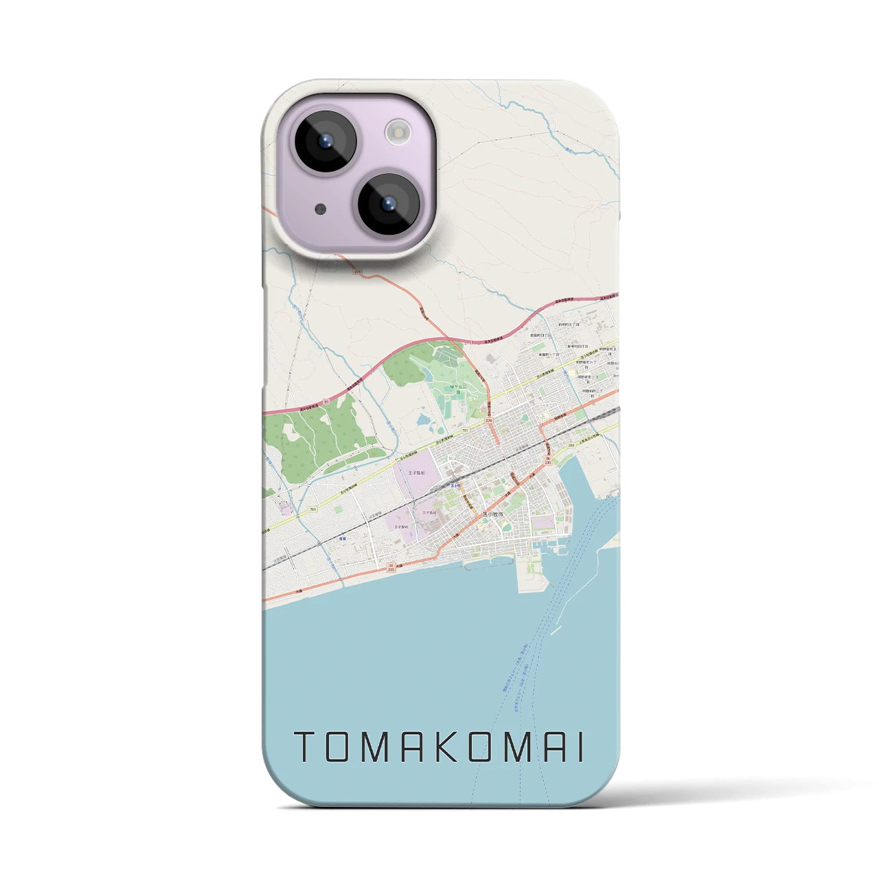【苫小牧】地図柄iPhoneケース（バックカバータイプ・ナチュラル）iPhone 14 用