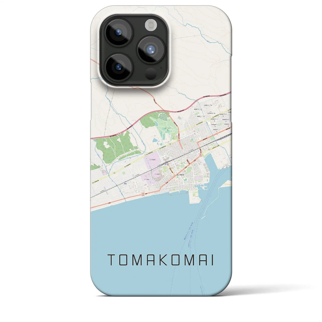 【苫小牧】地図柄iPhoneケース（バックカバータイプ・ナチュラル）iPhone 15 Pro Max 用