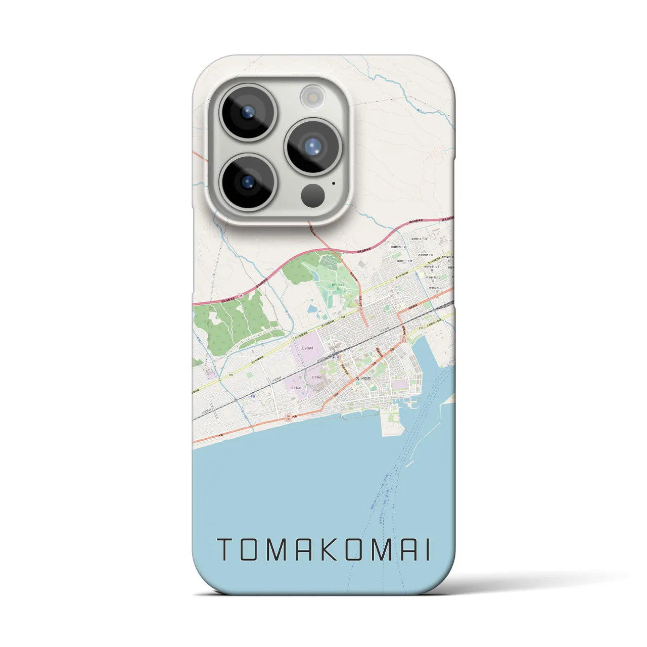 【苫小牧】地図柄iPhoneケース（バックカバータイプ・ナチュラル）iPhone 15 Pro 用