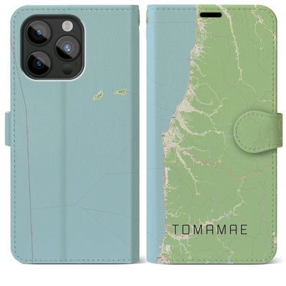 【苫前（北海道）】地図柄iPhoneケース（手帳タイプ）ナチュラル・iPhone 15 Pro Max 用