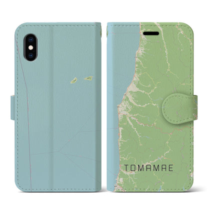 【苫前（北海道）】地図柄iPhoneケース（手帳タイプ）ナチュラル・iPhone XS / X 用