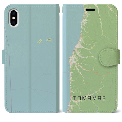【苫前（北海道）】地図柄iPhoneケース（手帳タイプ）ナチュラル・iPhone XS Max 用