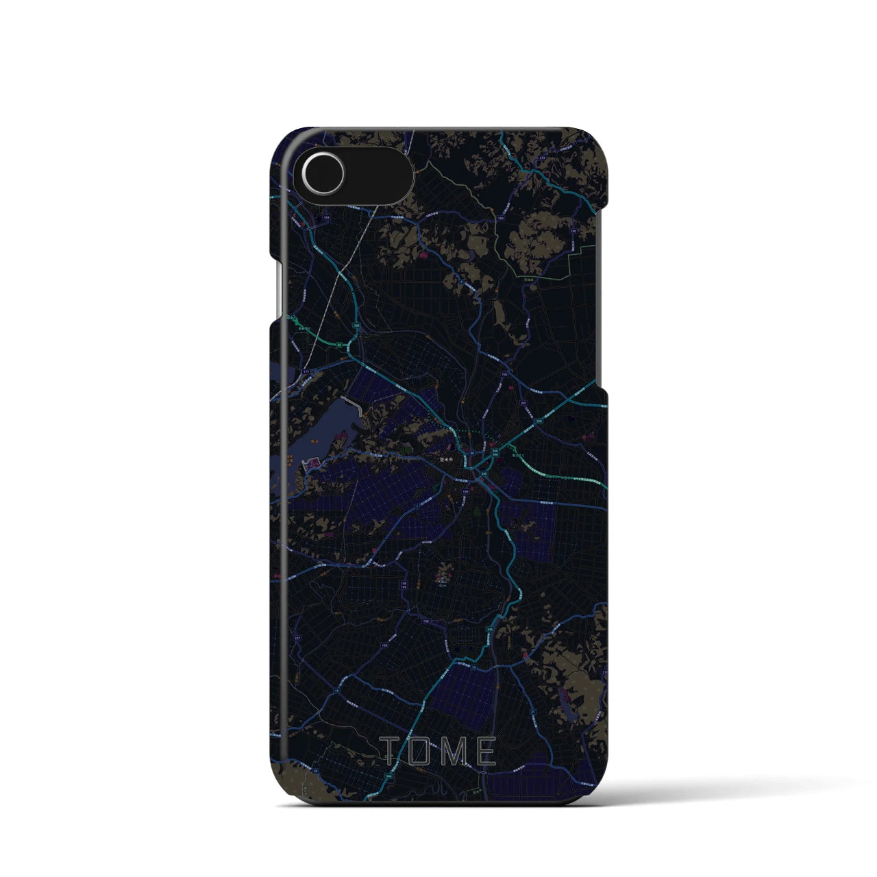 【登米】地図柄iPhoneケース（バックカバータイプ・ブラック）iPhone SE（第3 / 第2世代） / 8 / 7 / 6s / 6 用