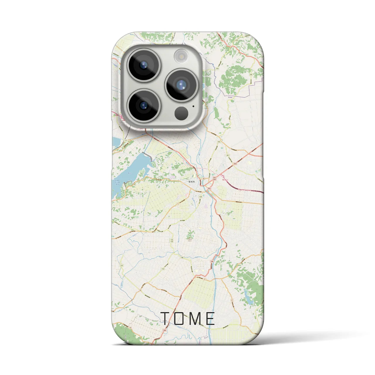 【登米】地図柄iPhoneケース（バックカバータイプ・ナチュラル）iPhone 15 Pro 用