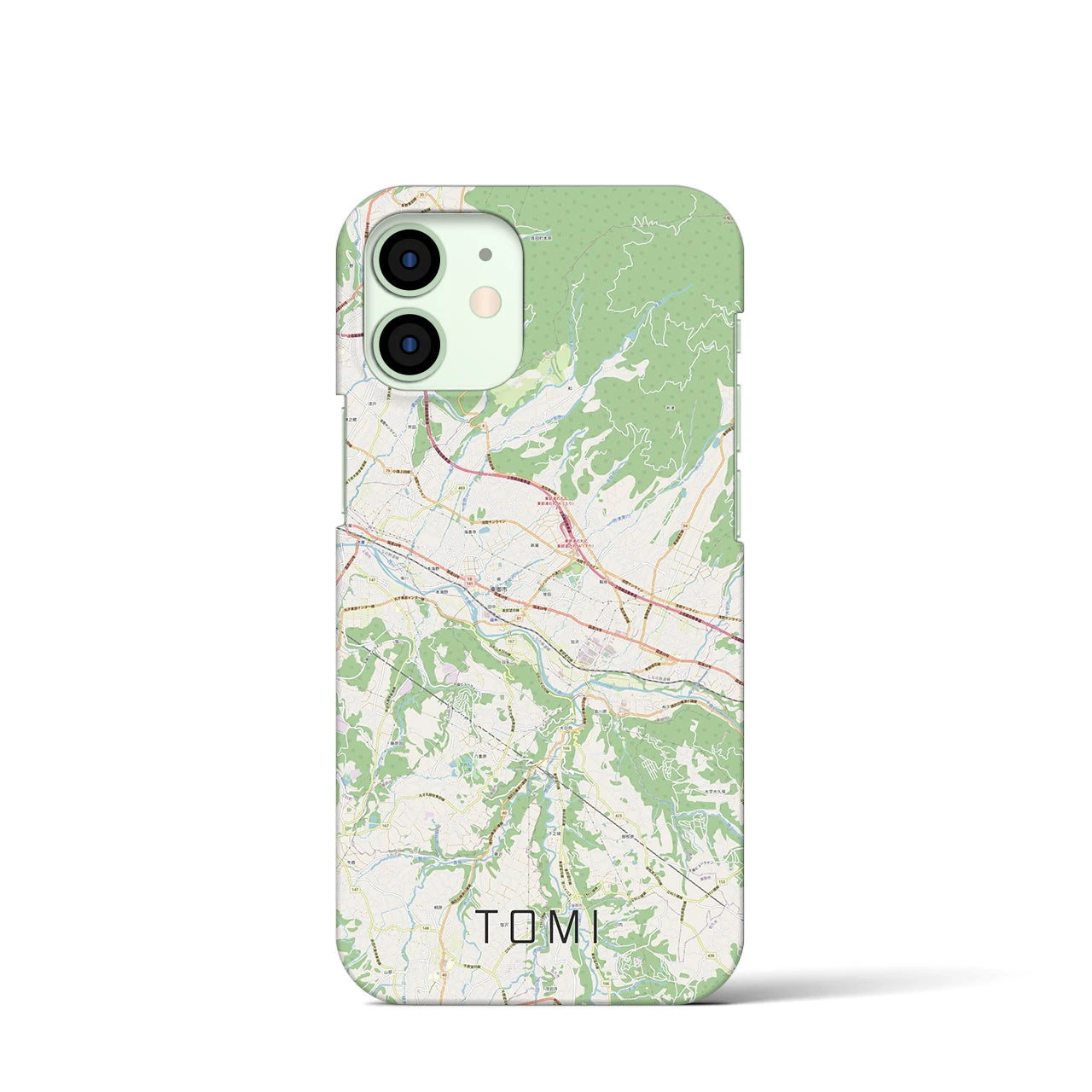 【東御】地図柄iPhoneケース（バックカバータイプ・ナチュラル）iPhone 12 mini 用