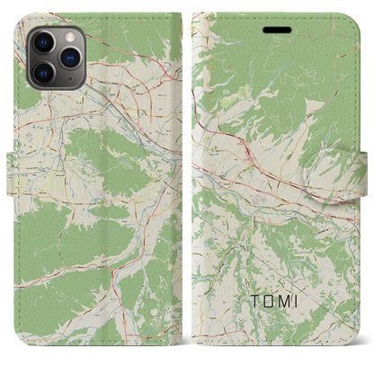 【東御（長野県）】地図柄iPhoneケース（手帳タイプ）ナチュラル・iPhone 11 Pro Max 用